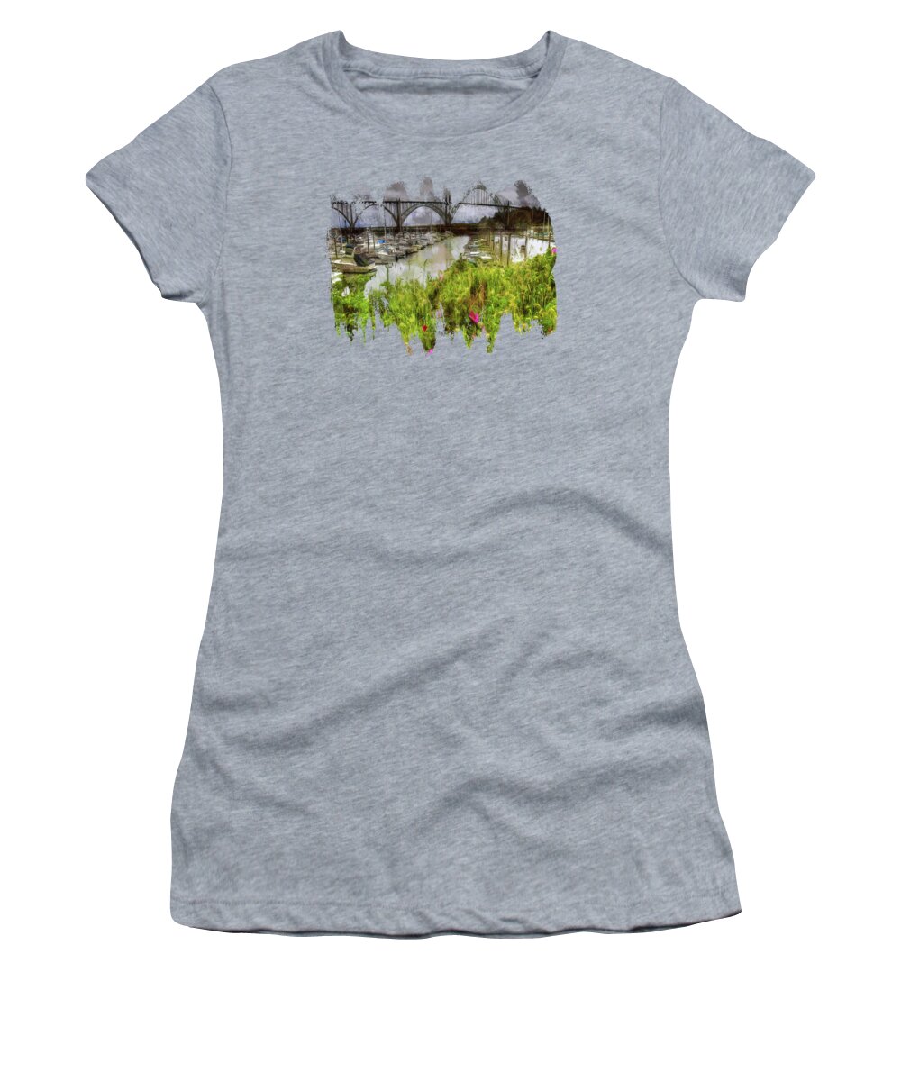 Yaquina Bay Women's T-Shirt featuring the photograph Yaquina Bay Roses by Thom Zehrfeld