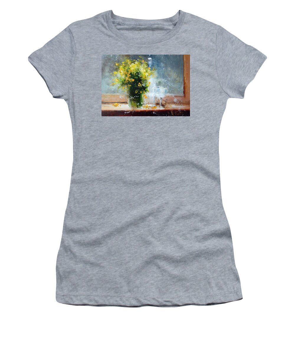 Russian Artists New Wave Women's T-Shirt featuring the painting Yellow Flowers by Igor Medvedev