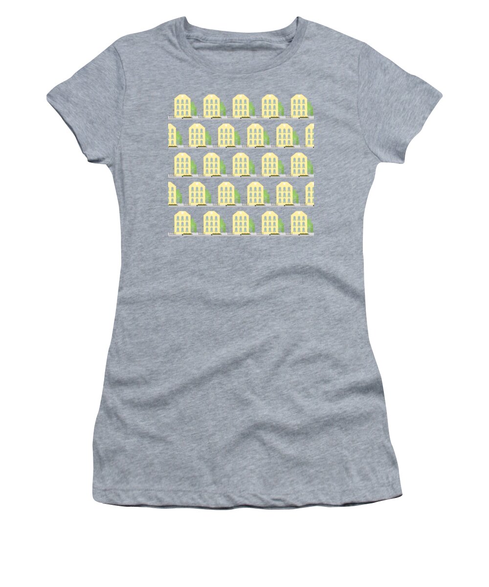Houses Women's T-Shirt featuring the digital art Yellow houses by Gaspar Avila