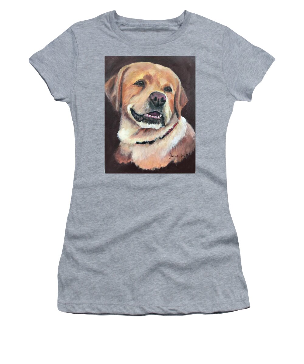 Dog Women's T-Shirt featuring the painting Yellow Lab by Gloria Smith