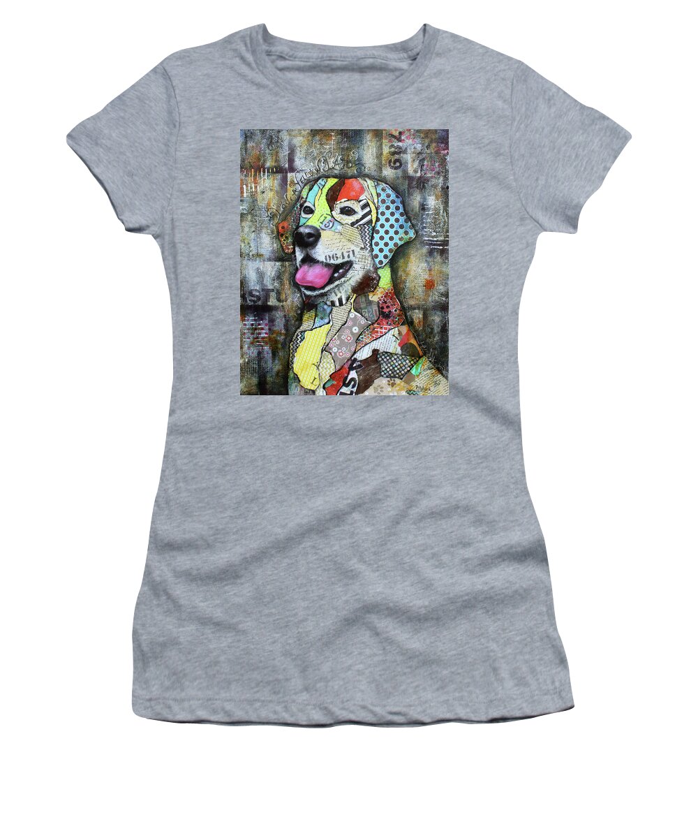 Labrador Retriever Women's T-Shirt featuring the mixed media Yellow Lab by Patricia Lintner