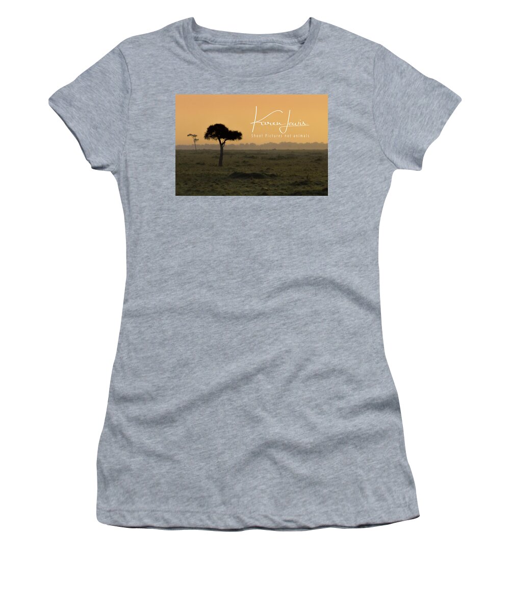 Masai Mara Women's T-Shirt featuring the photograph Yellow Mara Dawn by Karen Lewis