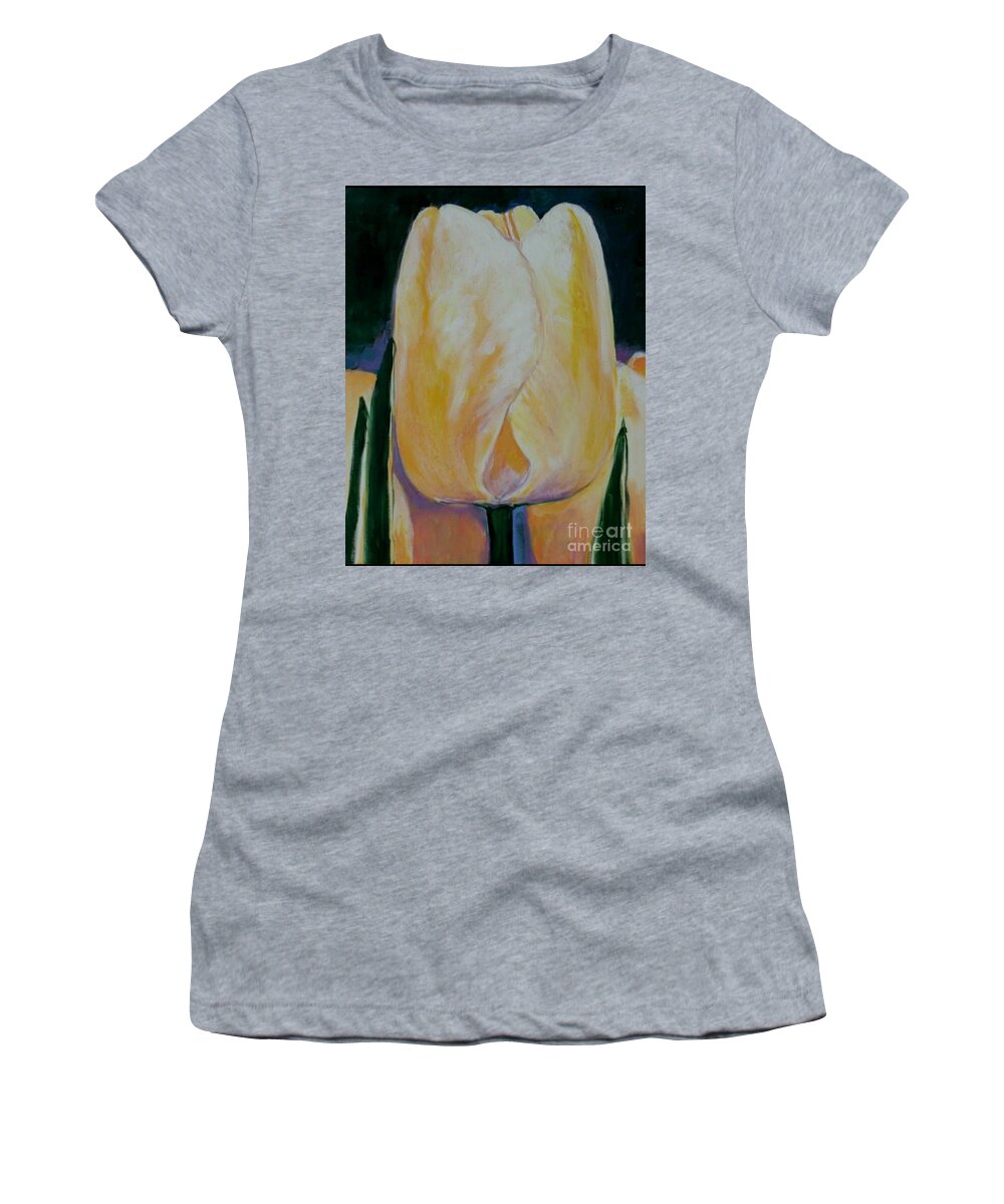 Floral Women's T-Shirt featuring the painting Yellow Serenity by Diane montana Jansson