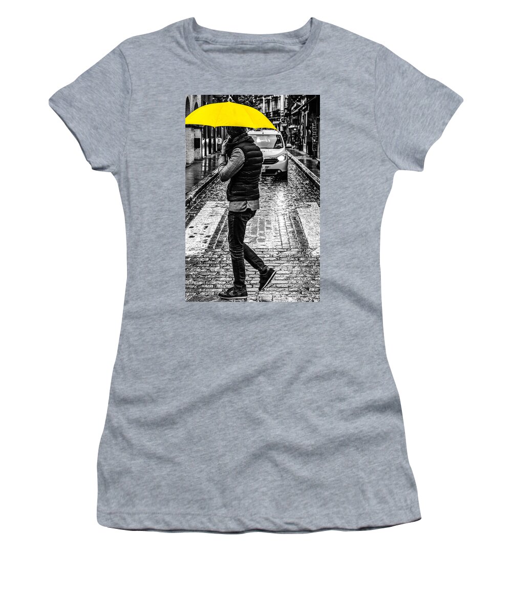 Yellow Women's T-Shirt featuring the photograph Yellow Umbrella by AM FineArtPrints