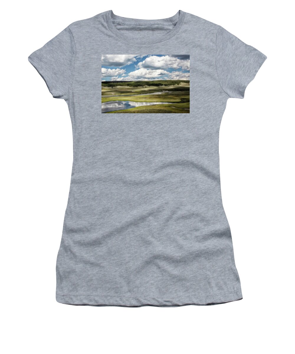 Yellowstone Women's T-Shirt featuring the photograph Yellowstone Hayden Valley National Park Wall Decor by Gigi Ebert