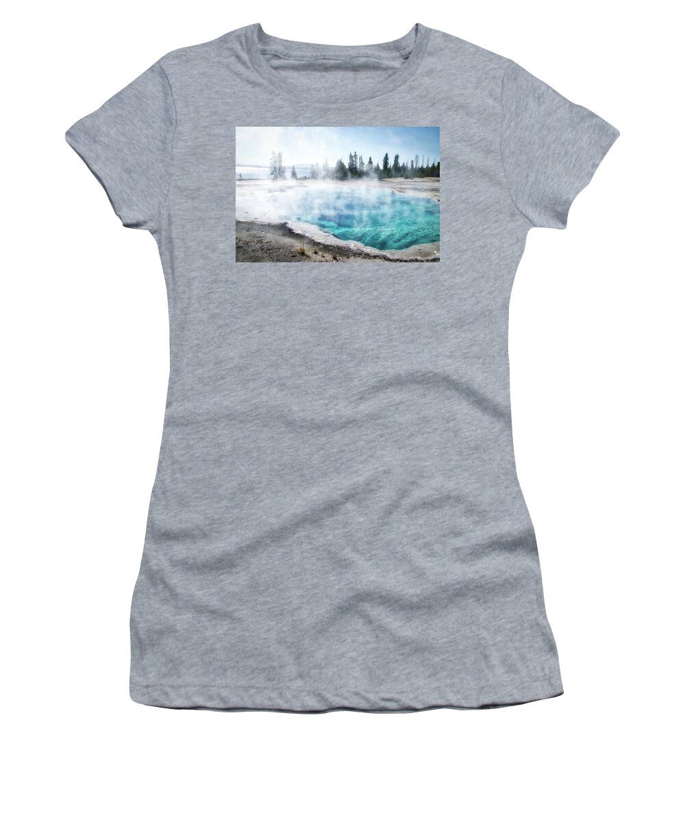Yellowstone National Park Women's T-Shirt featuring the photograph Yellowstone Park Abyss Pool In August 02 by Thomas Woolworth