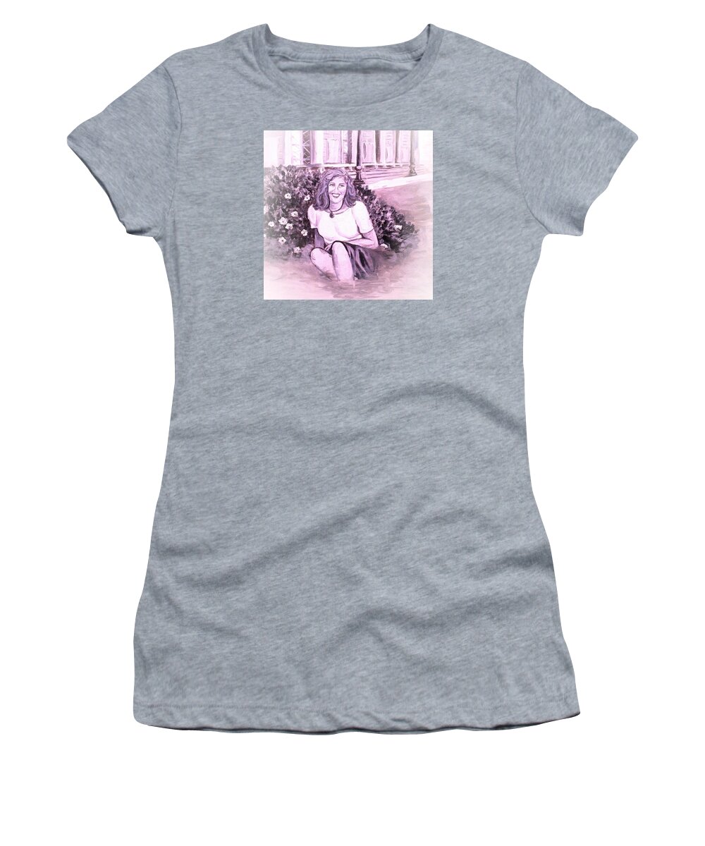 Nostalgia Women's T-Shirt featuring the painting Yesterday at Kirkwood Station by Alexandria Weaselwise Busen