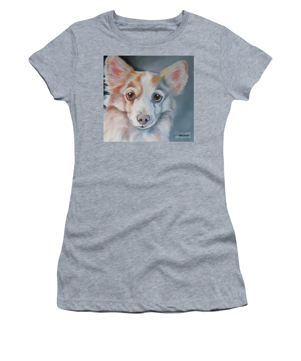  Dog Paintings Women's T-Shirt featuring the painting You Are All Mine by Susan A Becker