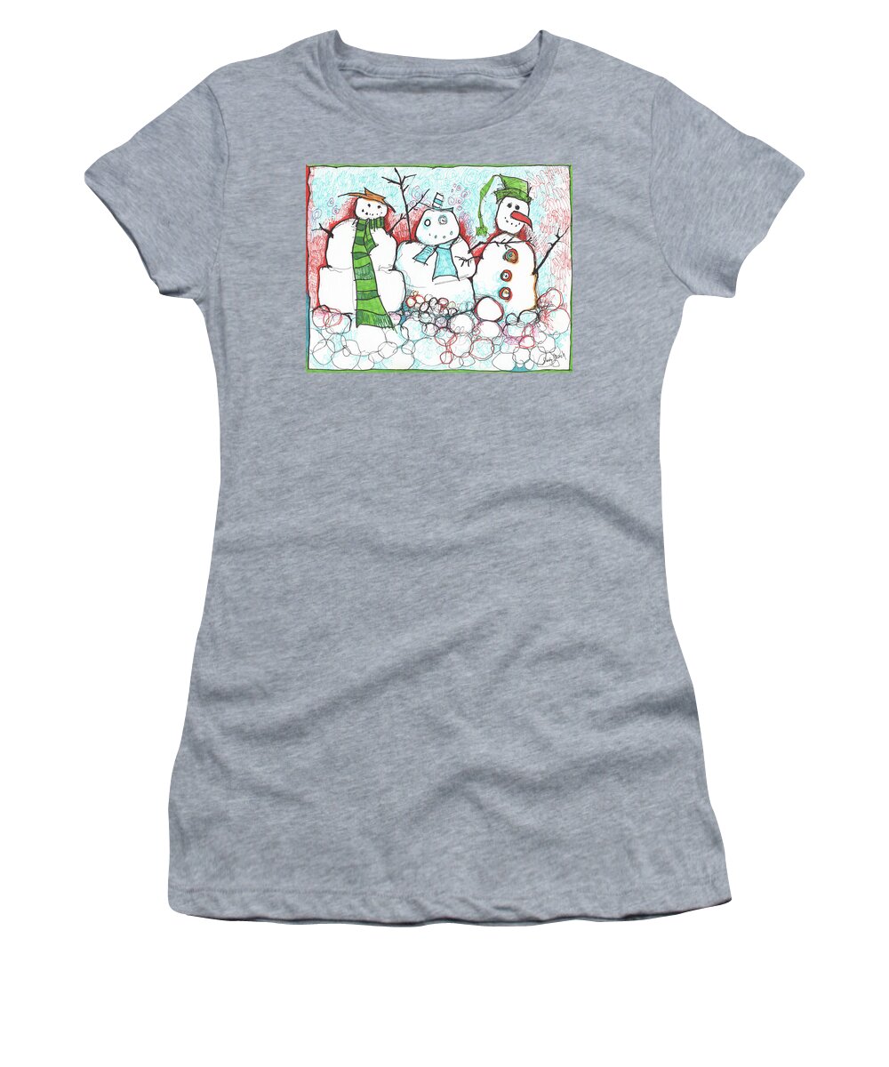 Semi-abstract Women's T-Shirt featuring the drawing Yuletides From The Brink by Sandra Church