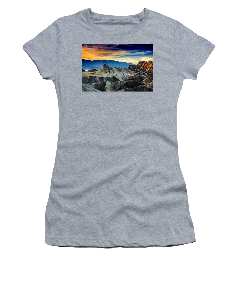 zabriskie Point Women's T-Shirt featuring the photograph Zabriskie Point at Sundown by Janis Knight