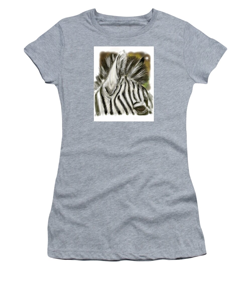 Zebra Women's T-Shirt featuring the digital art Zebra Digital by Darren Cannell