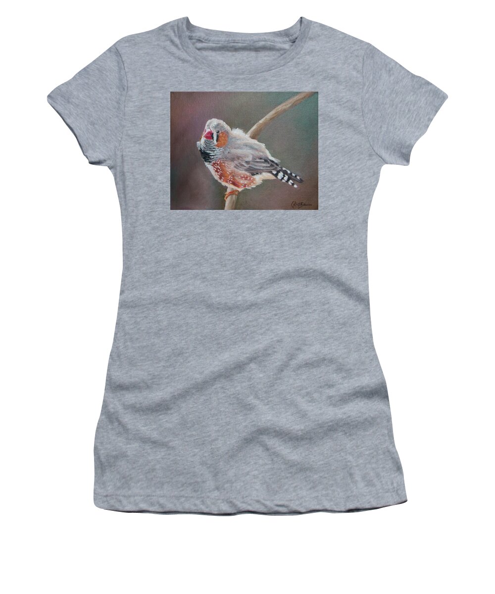 Finch Women's T-Shirt featuring the painting Zebra Finch by Kirsty Rebecca
