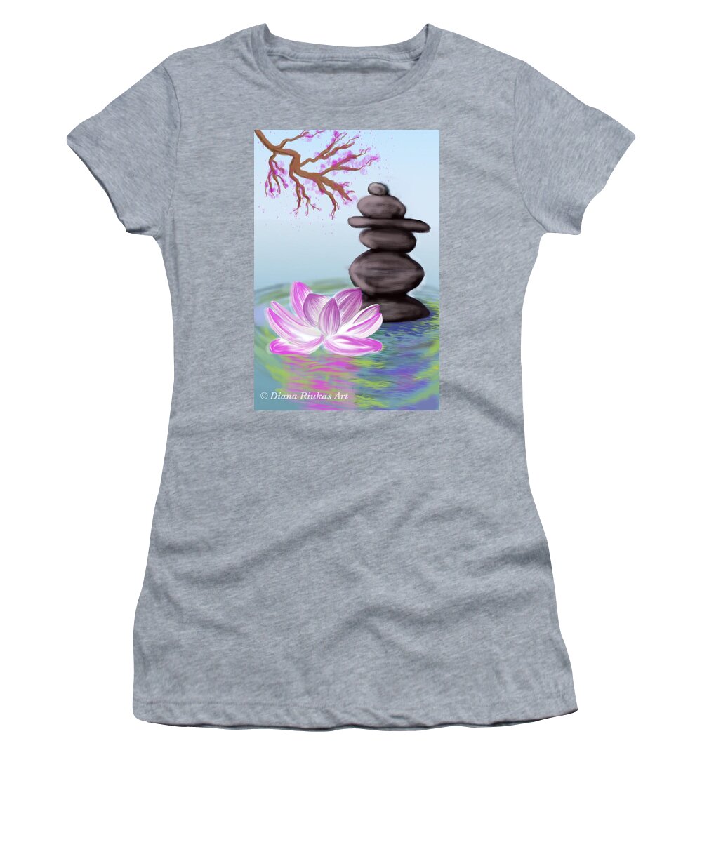 Zen Women's T-Shirt featuring the digital art Zen Pool- Blue by Serenity Studio Art