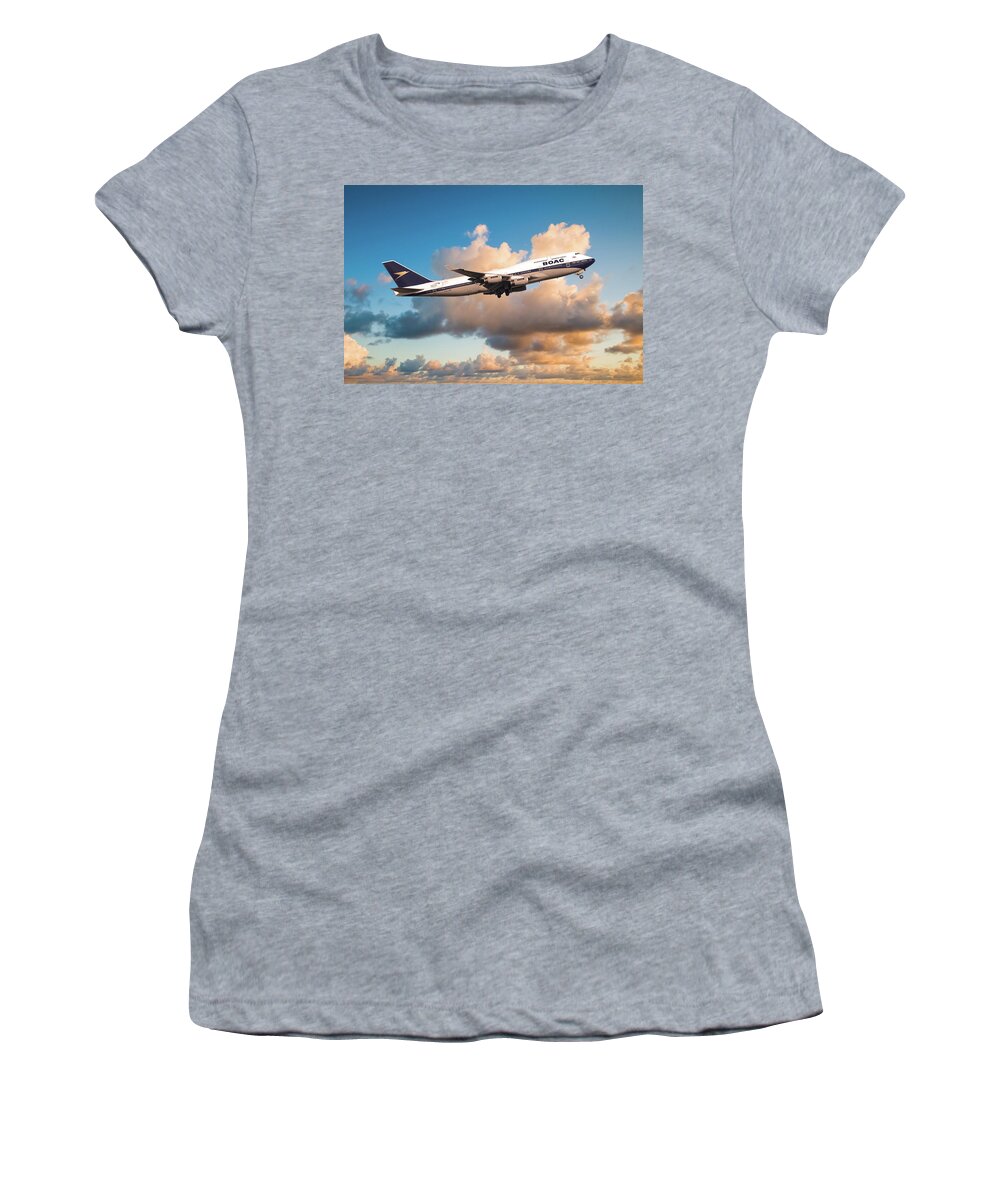 Boac Boeing 747 Women's T-Shirt featuring the digital art Boeing 747-436 - BOAC #1 by Airpower Art