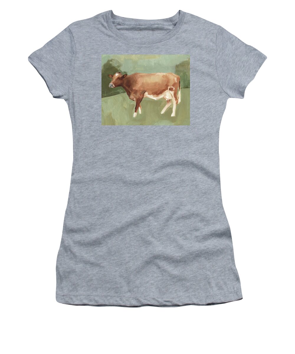 Animals Women's T-Shirt featuring the painting Bovine Field I #1 by Emma Scarvey