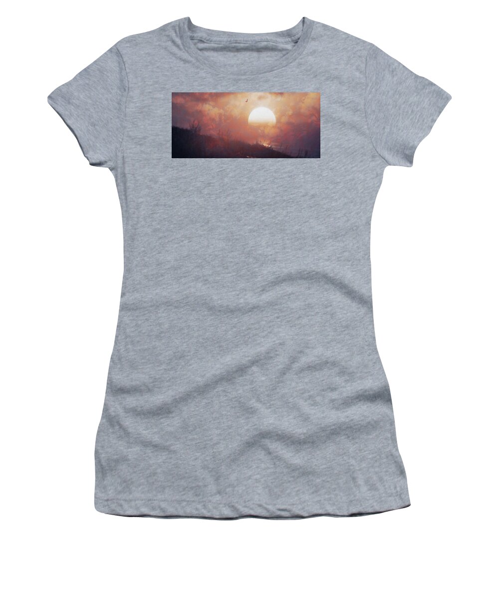 Spring Women's T-Shirt featuring the painting Dreaming of Sunset by AM FineArtPrints