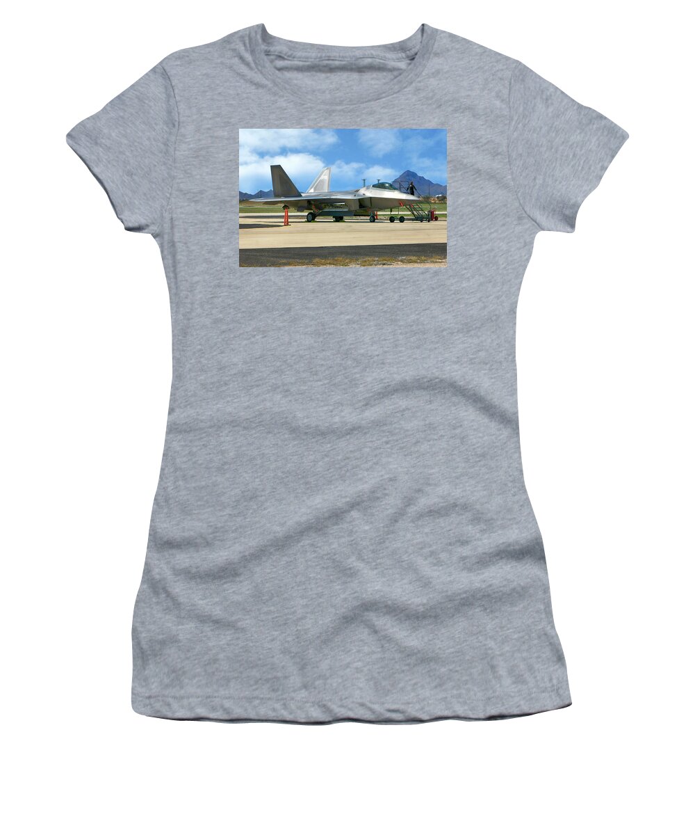 F-22 Women's T-Shirt featuring the photograph F22 Rapter #1 by Chris Smith