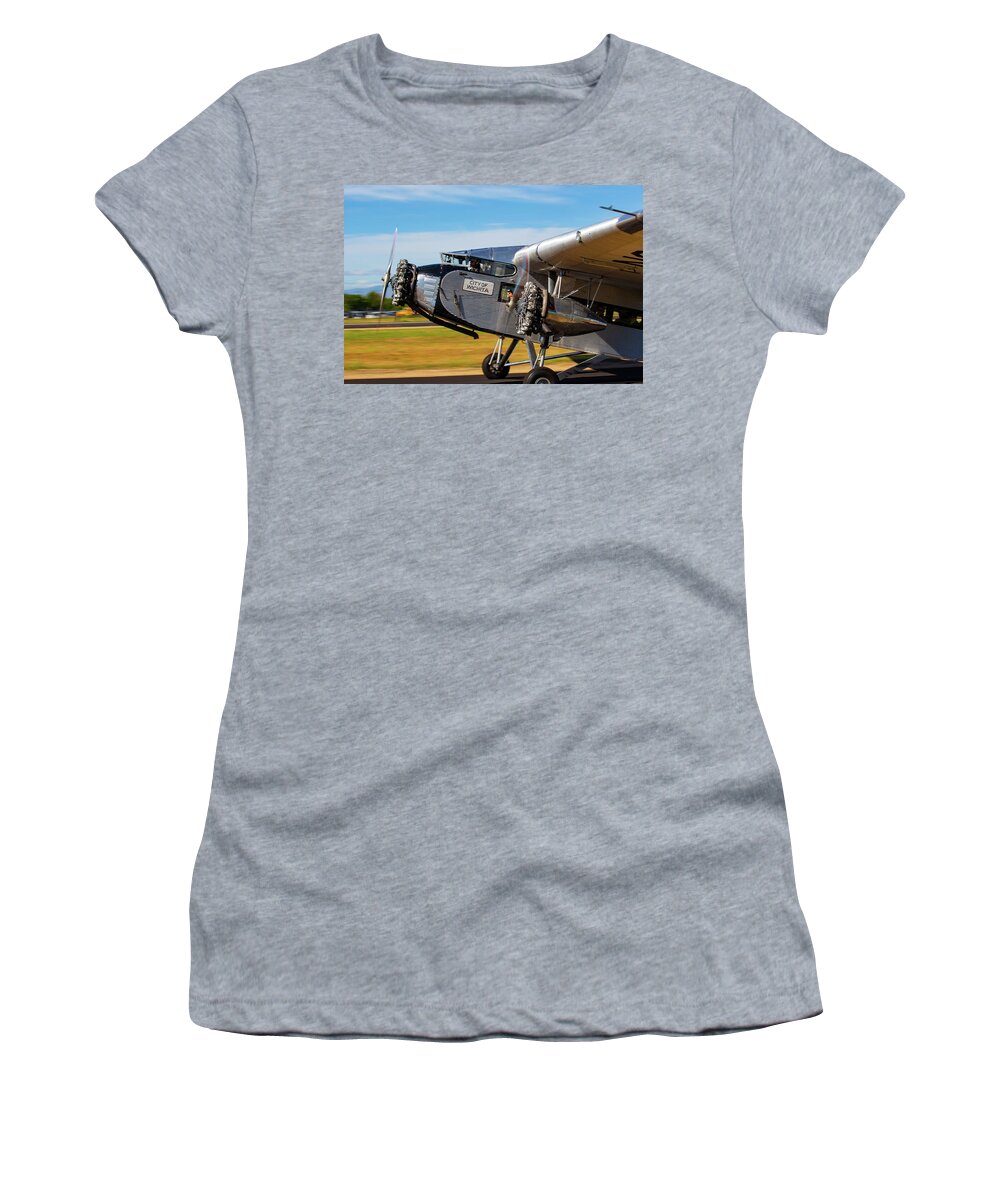 Ford Tri-motor Women's T-Shirt featuring the photograph Ford Tri-Motor Airplane #1 by Dart Humeston
