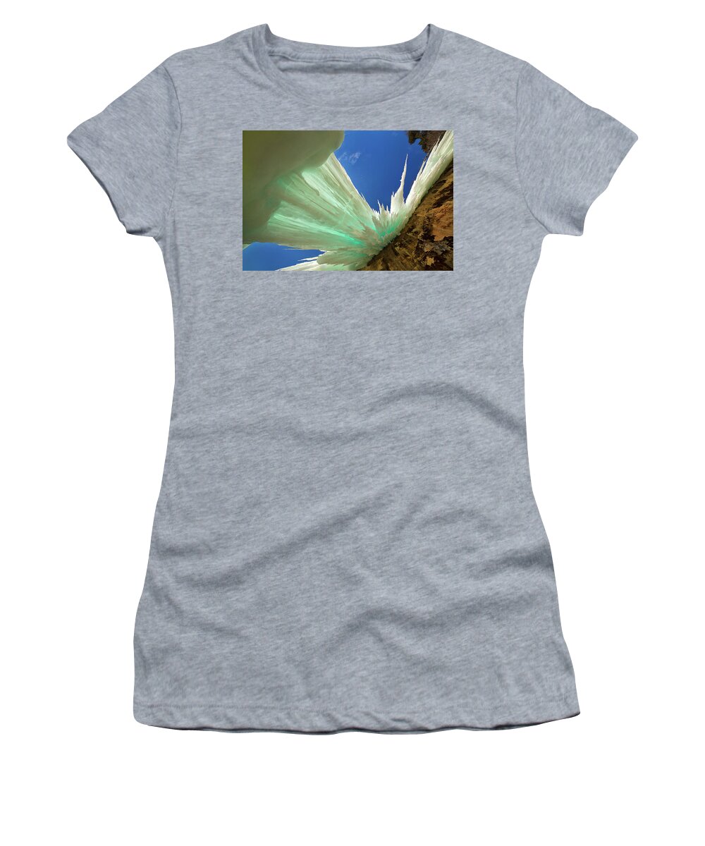 Ice Caves Women's T-Shirt featuring the photograph Frozen Falls #1 by Steve White