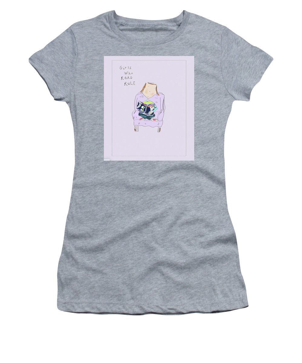 Whimsical Women's T-Shirt featuring the drawing Girls Who Read Rule by Ashley Rice