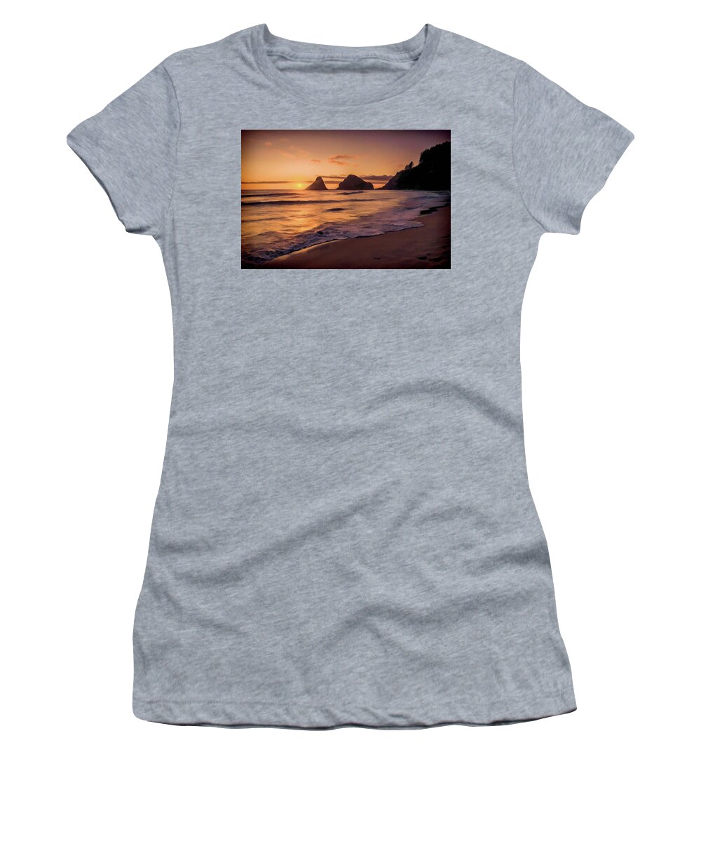 Sunset Women's T-Shirt featuring the painting Glorious Sunset by Bonnie Bruno