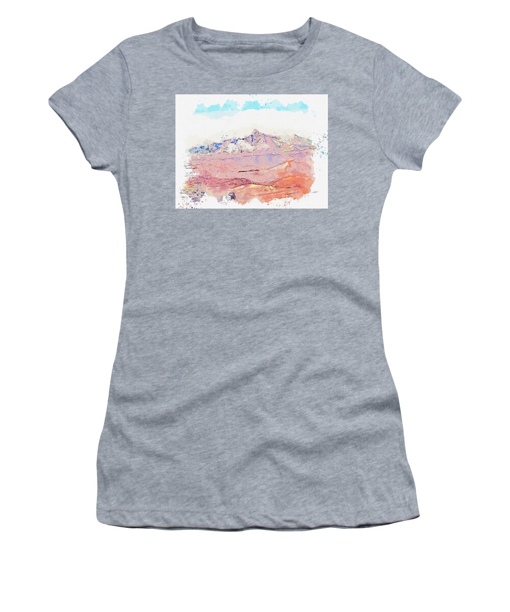 Nature Women's T-Shirt featuring the painting Haleakala National Park, Kula , USA - watercolor by Adam Asar #1 by Celestial Images