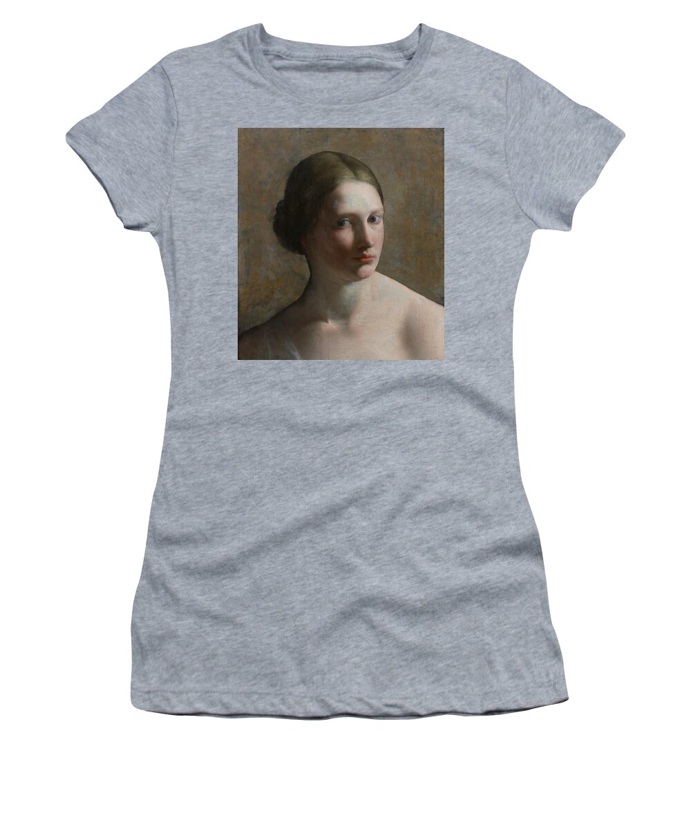Orazio Gentileschi Women's T-Shirt featuring the painting Head Of A Woman #1 by Orazio Gentileschi