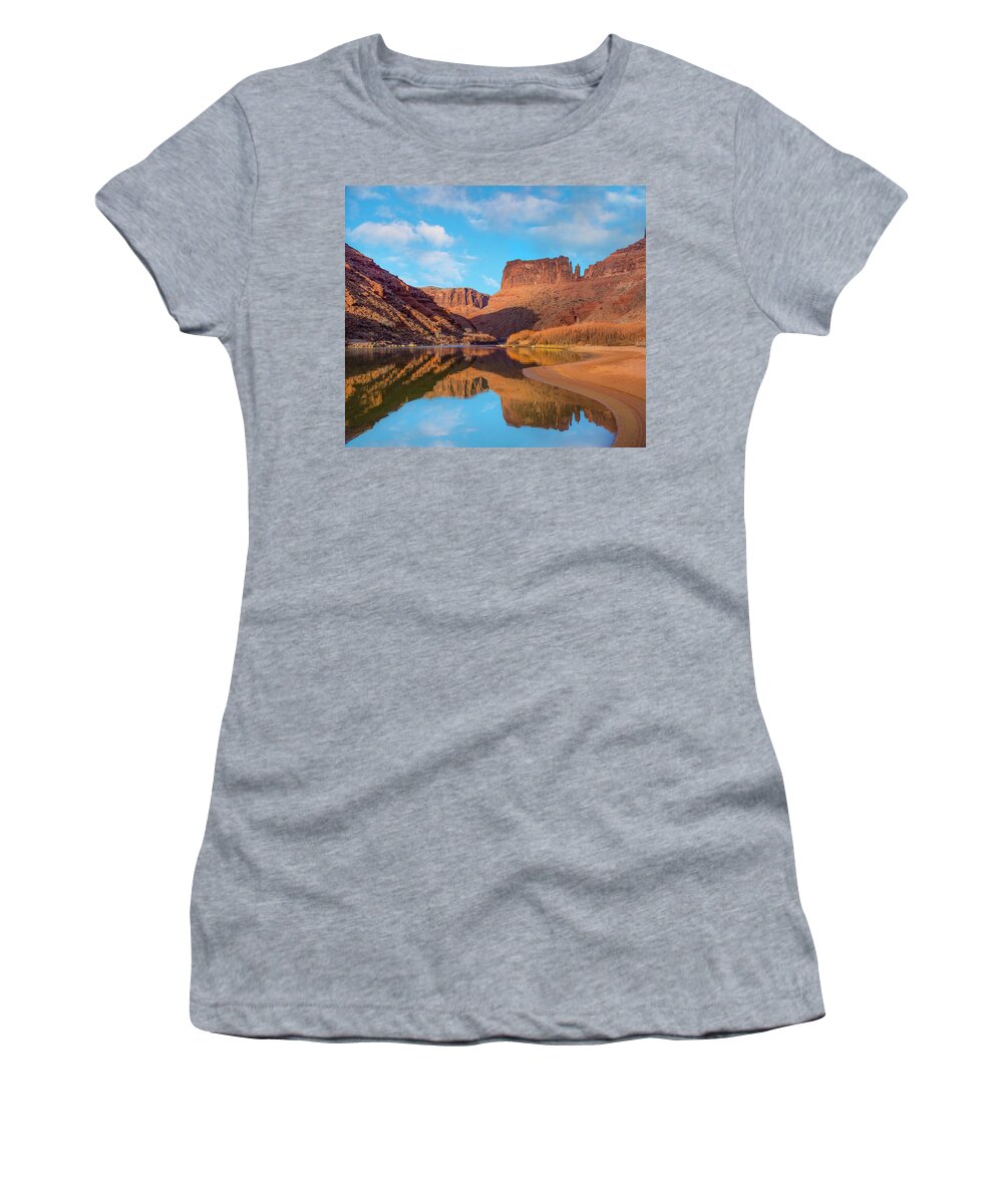00565380 Women's T-Shirt featuring the photograph Mat Martin Point And The Colorado River, Arches National Park, Utah #1 by Tim Fitzharris