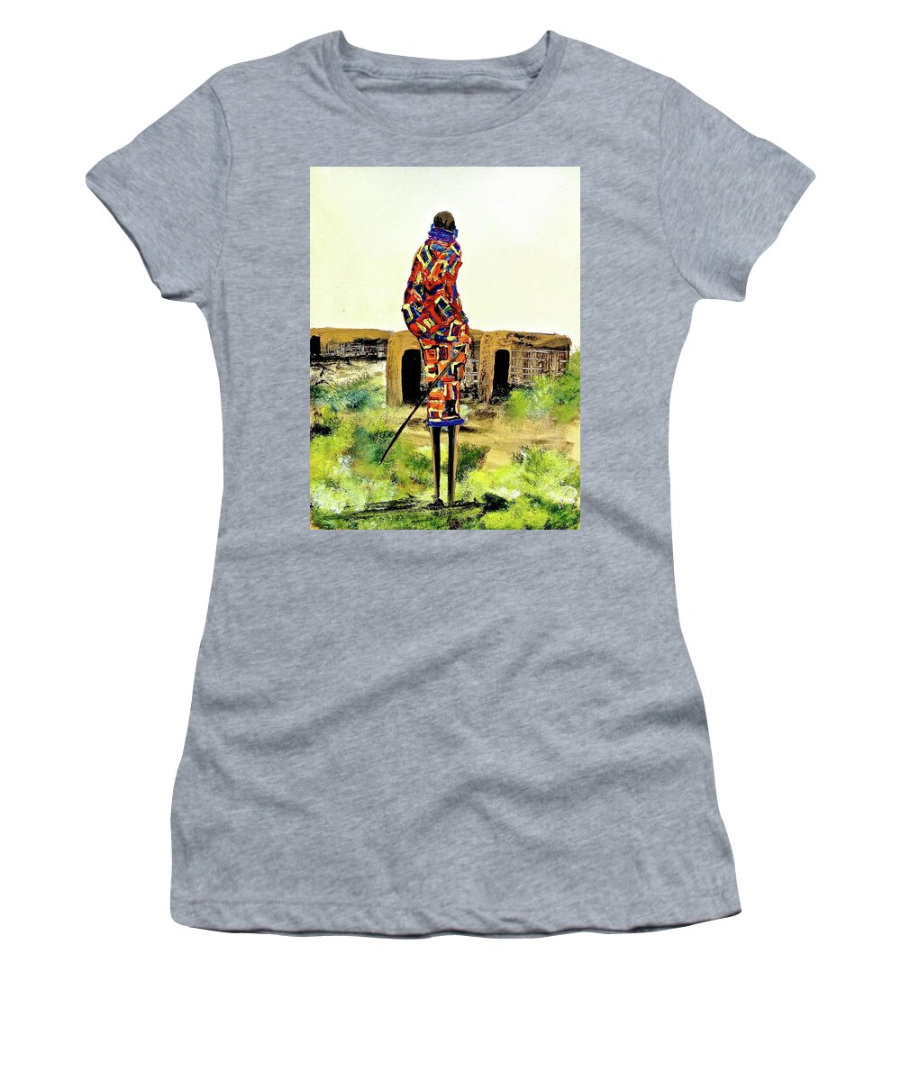 Africa Women's T-Shirt featuring the painting N-27 #1 by John Ndambo