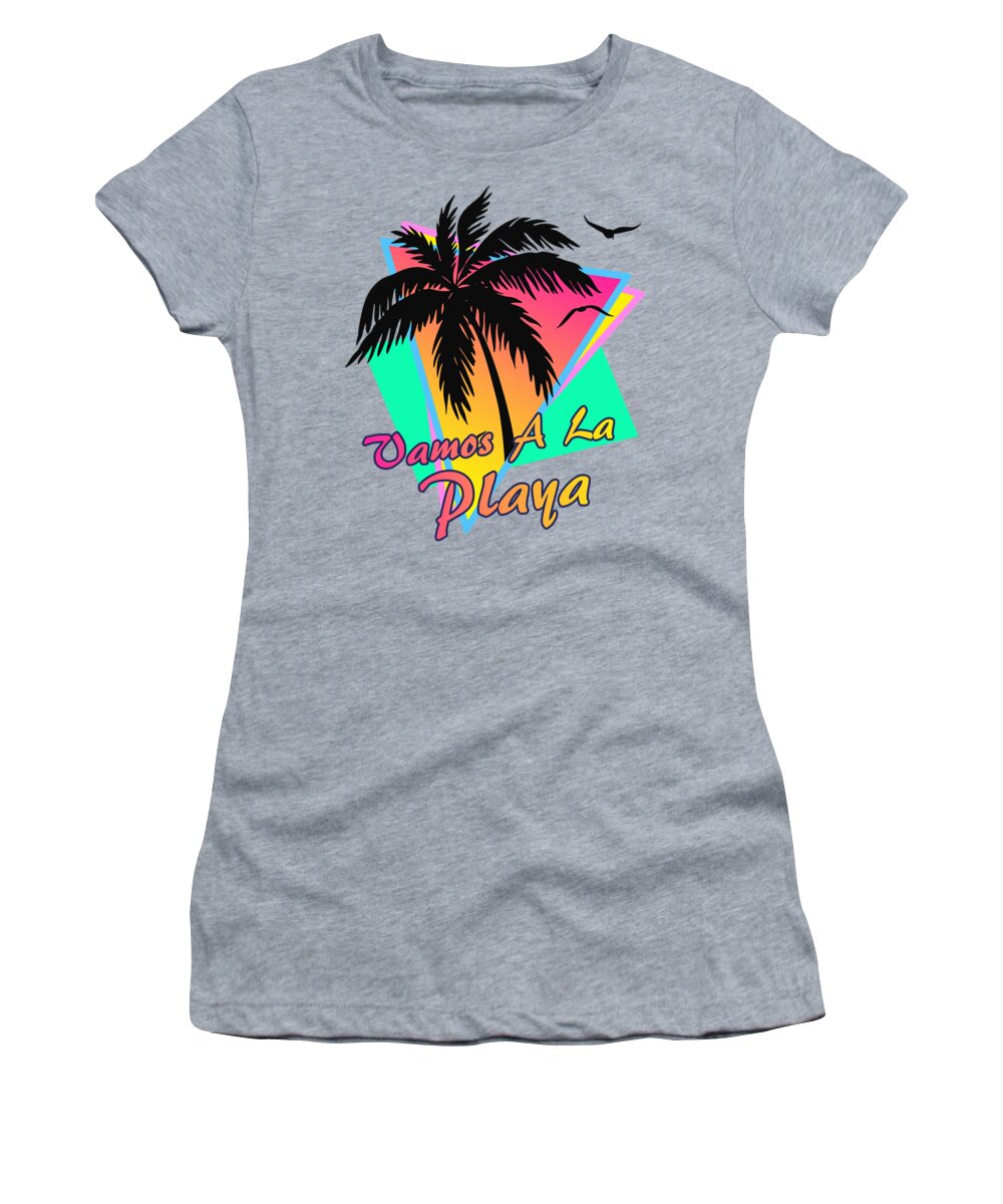 Vamos Women's T-Shirt featuring the digital art Vamos a la Playa by Megan Miller
