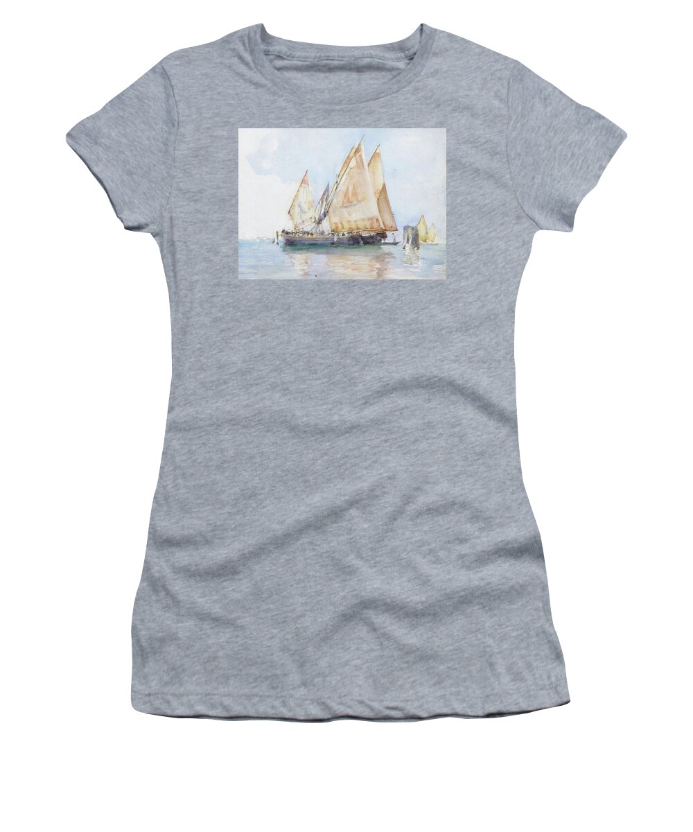 Henry Scott Tuke Women's T-Shirt featuring the painting Venetian Sails by Henry Scott Tuke