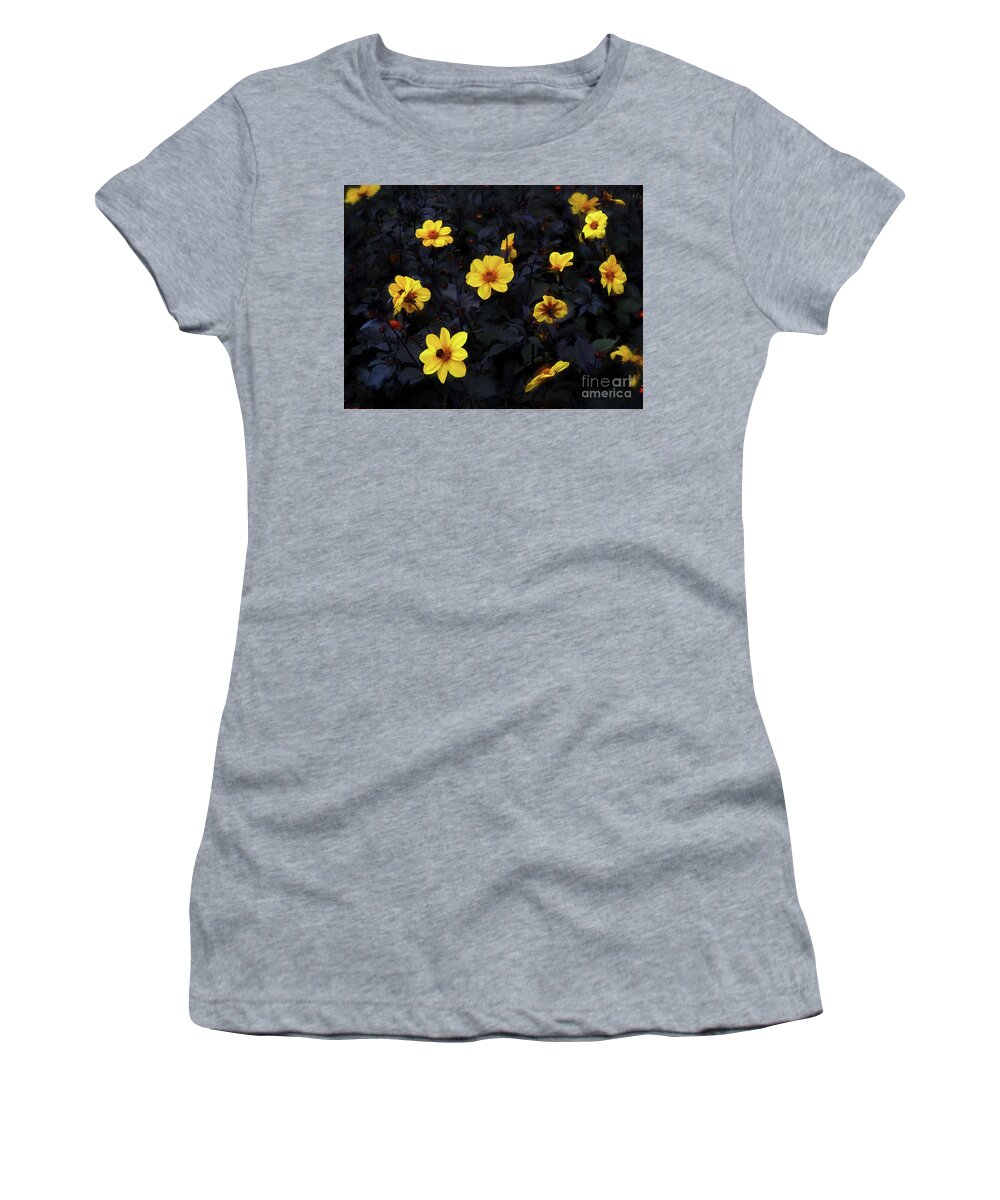 Yellow Velvet Women's T-Shirt featuring the mixed media Yellow Velvet by Helen White