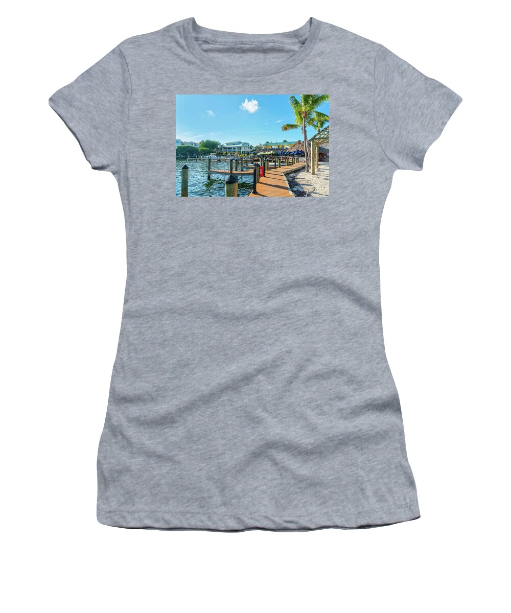 Estock Women's T-Shirt featuring the digital art Restaurant, Islamorada, Florida #11 by Laura Zeid