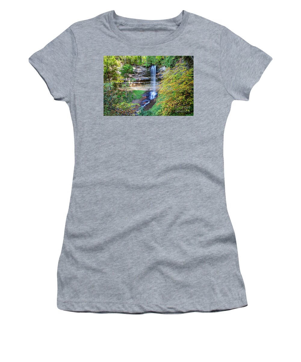 Munising Women's T-Shirt featuring the photograph 1563 Munising Falls by Steve Sturgill