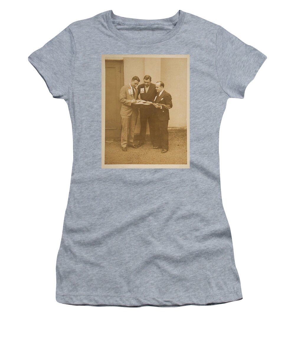 Nature Women's T-Shirt featuring the painting 1928 Babe Ruth Lou Gehrig by Celestial Images