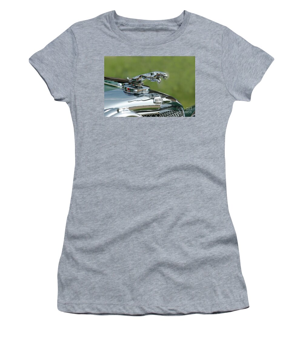 Vintage Women's T-Shirt featuring the photograph 1936 Jaguar Ss Flying Car Hood Ornament by Lucie Collins