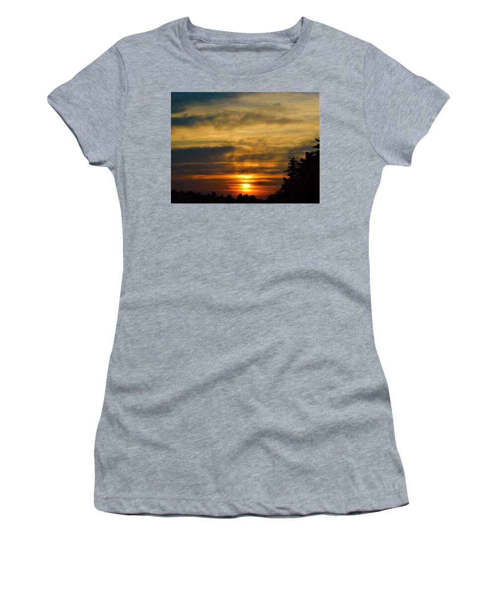 - 1st Sunrise Of Fall Women's T-Shirt featuring the photograph - 1st Sunrise of Fall by THERESA Nye