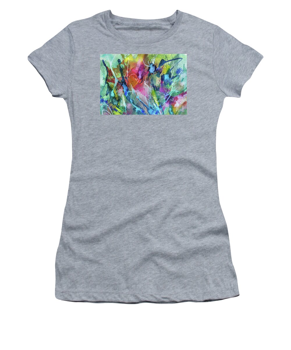 Rose Women's T-Shirt featuring the painting Abstract 224 #2 by Jean Batzell Fitzgerald