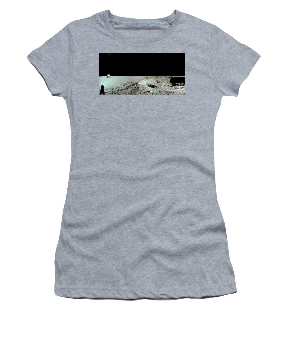 Apollo 11 Women's T-Shirt featuring the photograph Apollo 11 Panorama of the first men by Andy Myatt