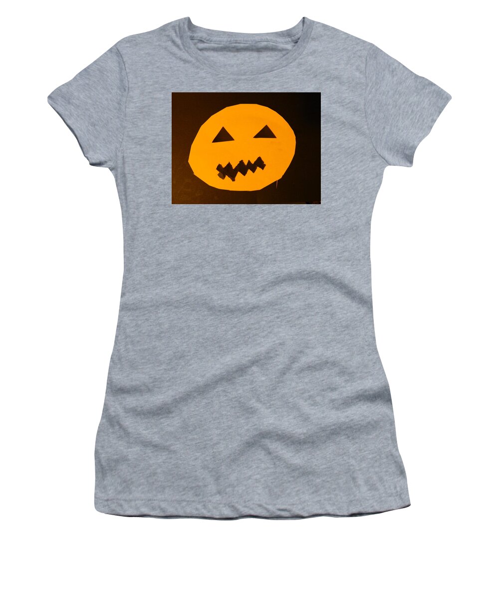 Thanksgiving Women's T-Shirt featuring the photograph Halloween holiday day carved pumpkin #2 by Oleg Prokopenko