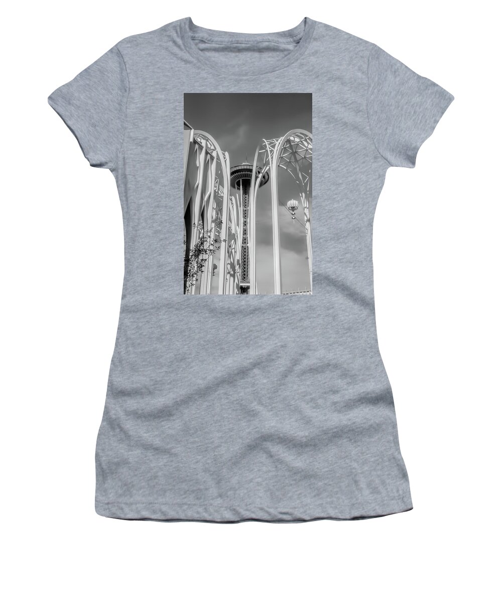 Space Needle Women's T-Shirt featuring the photograph Space Needle Vintage SPN3 by Cathy Anderson