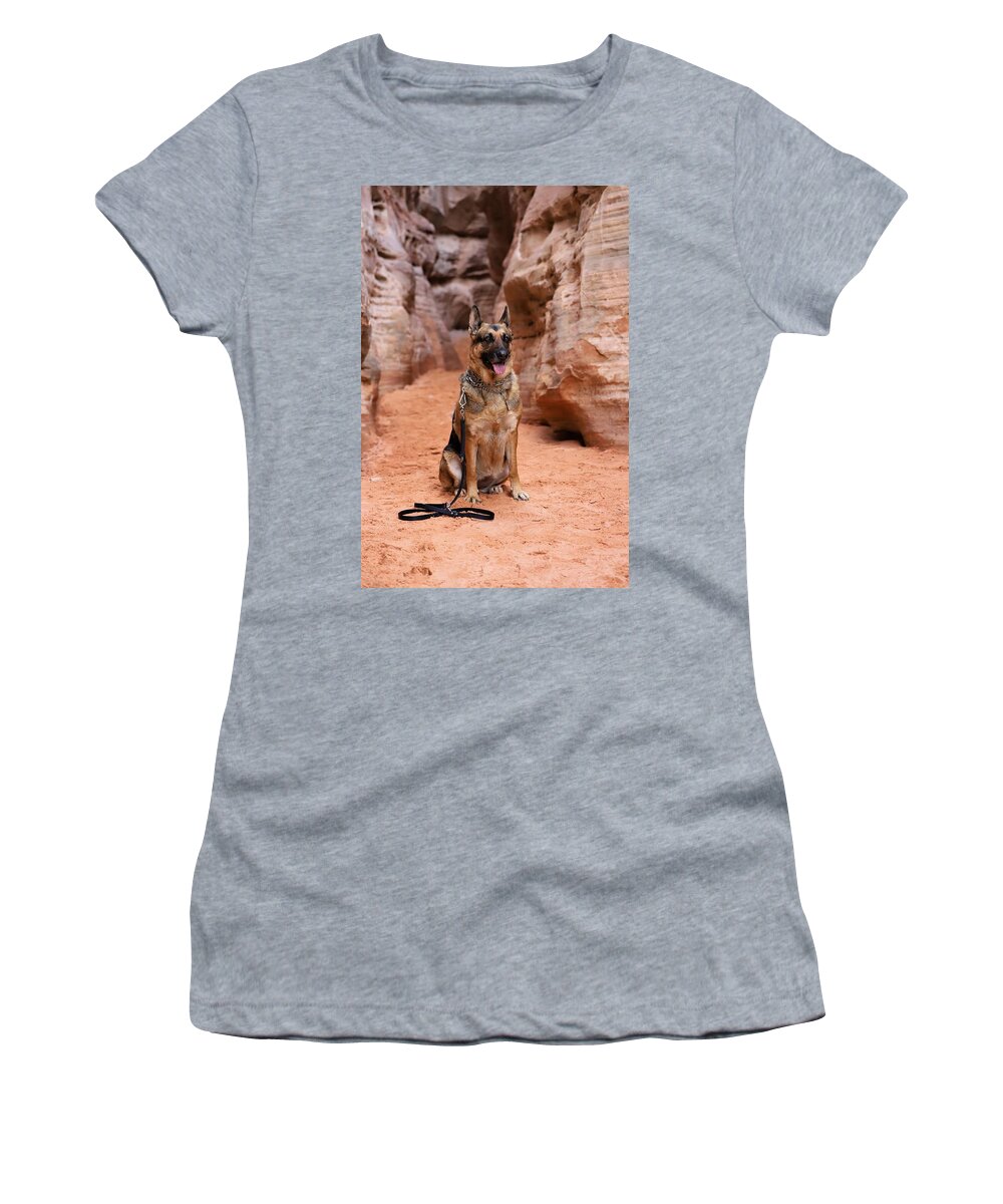 German Shepherd Women's T-Shirt featuring the photograph German Shepherd #3 by Maria Jansson