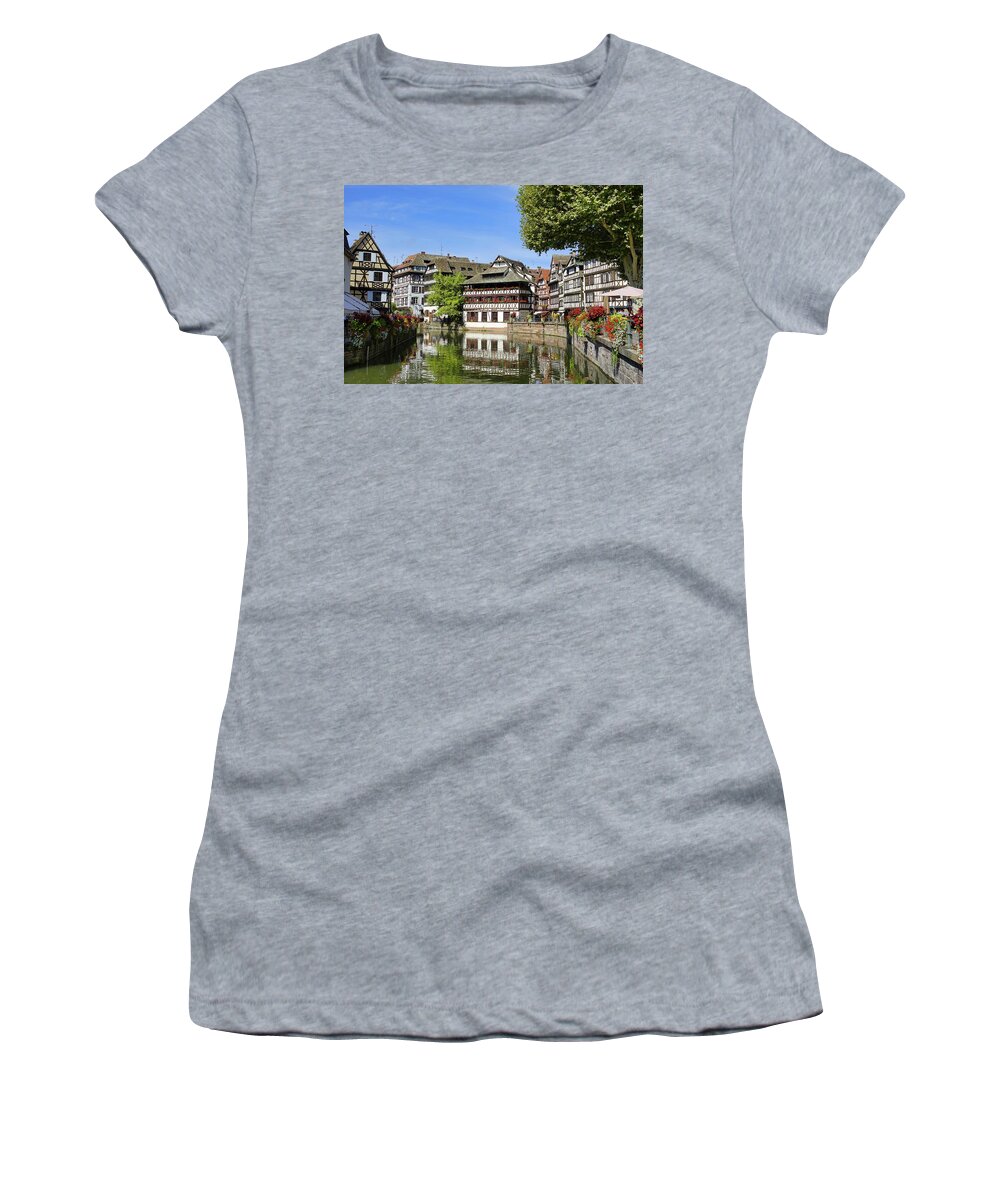 Canal Women's T-Shirt featuring the photograph Scenic Canal Running Through The La Petite France District Of Strasbourg France #3 by Rick Rosenshein