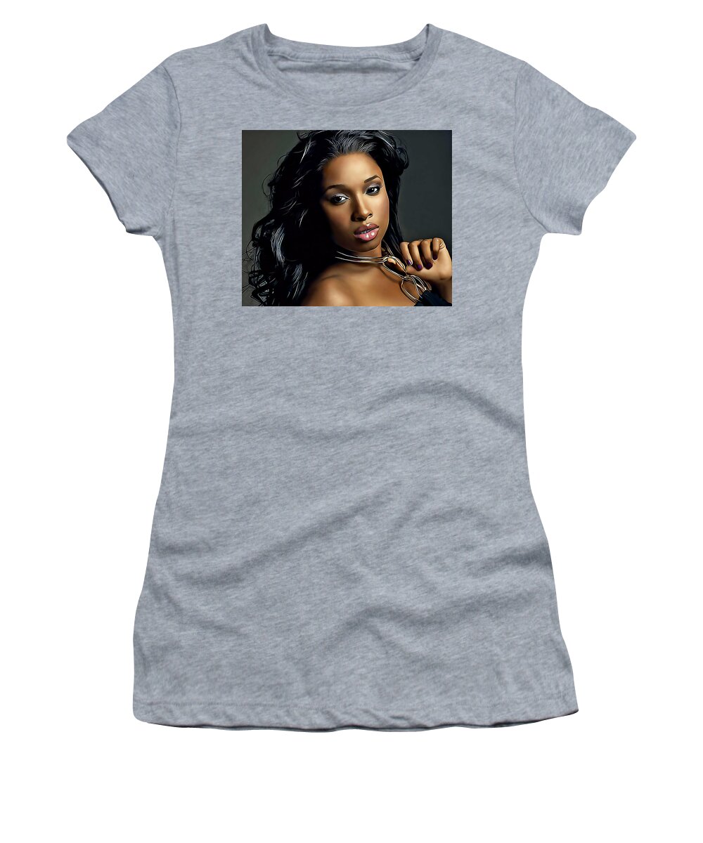 Jennifer Hudson Women's T-Shirt featuring the mixed media Jennifer Hudson #4 by Marvin Blaine