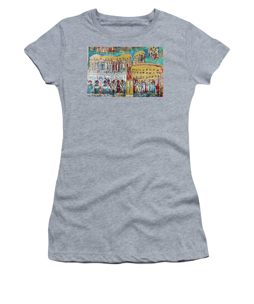 Aged Women's T-Shirt featuring the photograph Paintings in frescoes of relig #4 by Joaquin Corbalan