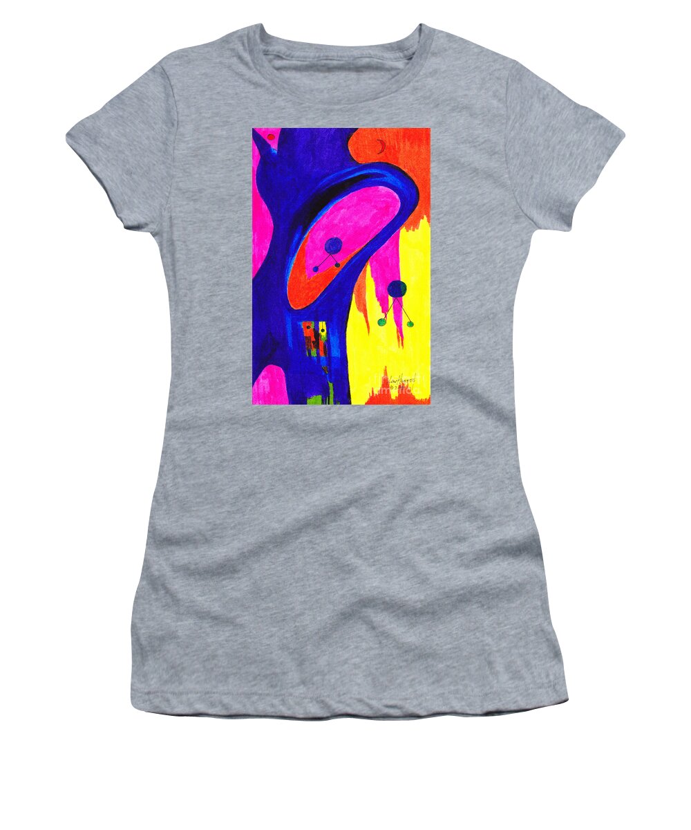 Lew Hagood Women's T-Shirt featuring the mixed media 46.AB.8 Abstract by Lew Hagood