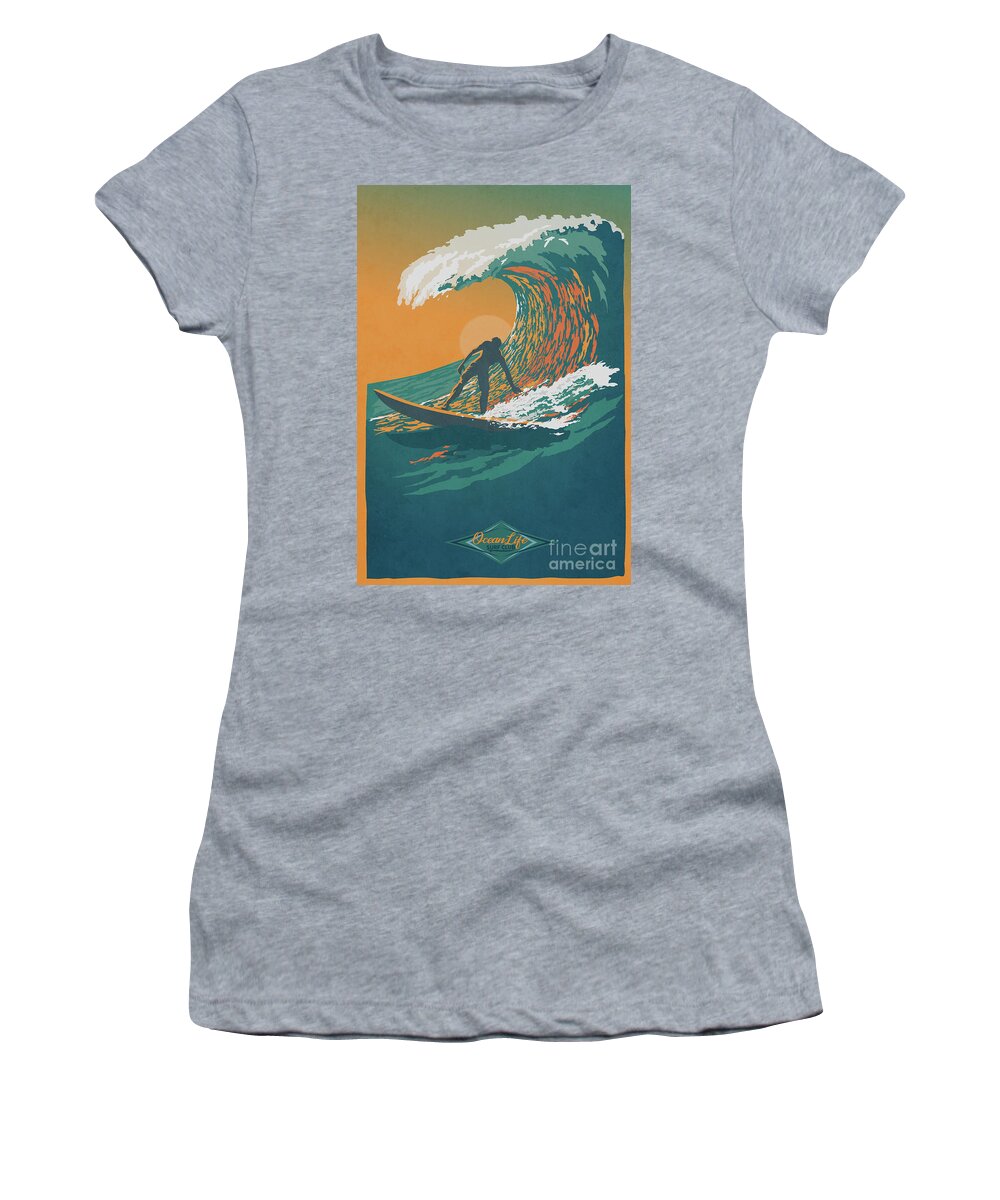 Surfer Women's T-Shirt featuring the digital art Ocean Life by Sassan Filsoof