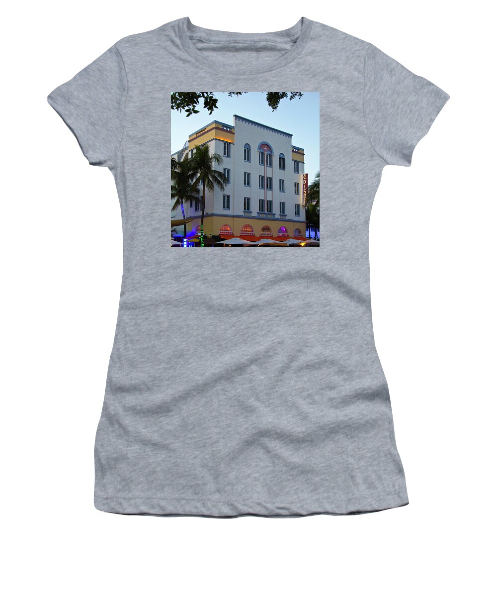 Art Deco Women's T-Shirt featuring the photograph Art Deco - South Beach - Miami Beach by Richard Krebs