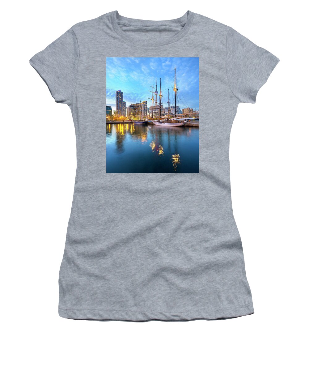 Estock Women's T-Shirt featuring the digital art Canada, Toronto, Marina Quay West #6 by Pietro Canali