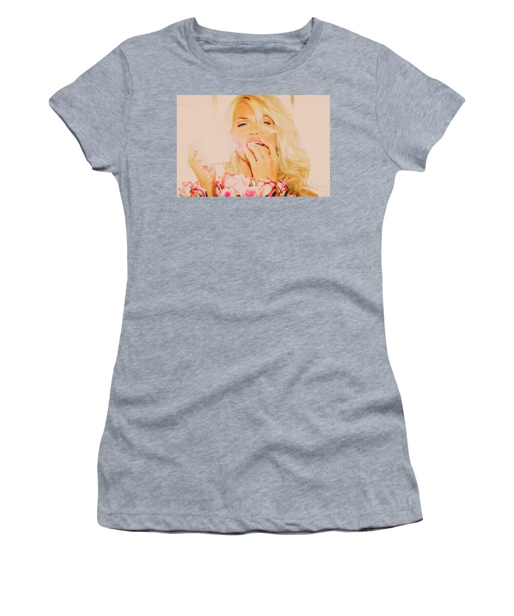 Top Artist Women's T-Shirt featuring the photograph 9741 Selfie Supermodel Selena Phillips IXDCCXLI Las Vegas by Amyn Nasser